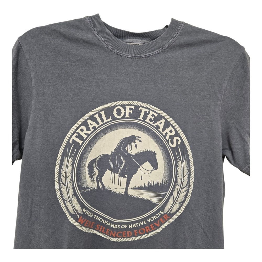 Comfort Colors Trail of Tears Graphic T-Shirt Blue Gray Mens S Native History
